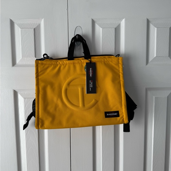 Telfar x Eastpak Yellow Black Medium Tote Backpack Detachable Shoulder Strap - Picture 5 of 14